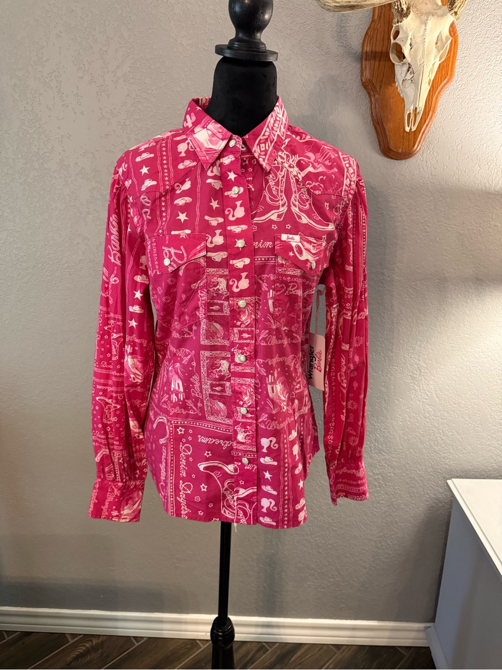 Wrangler Pink Bandana Print Button-Down Shirt